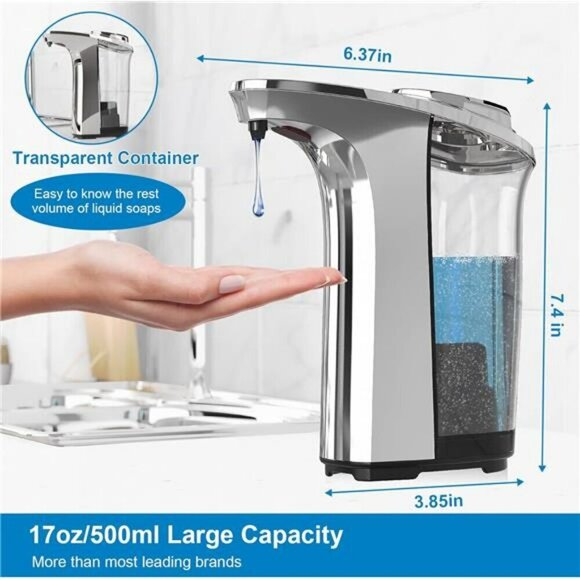 Automatic Soap Dispenser Touchless Dish Soap Dispenser 17oz/500ml with Infrared - Picture 3 of 6